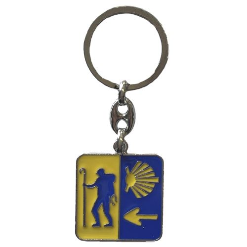 Porte-clés en métal 3 symboles Camino de Santiago