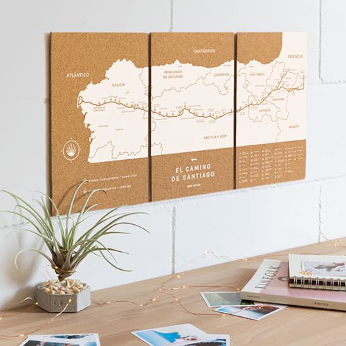 Carte en liège Woody Map Camino De Santiago 60 x 30