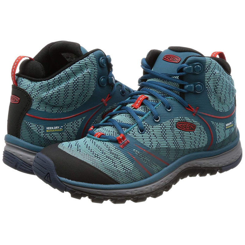 Keen Terradora Mid WTPF Bottes W Turquoise/Rojo