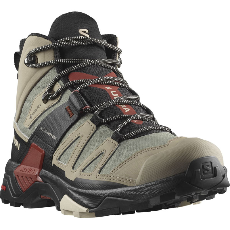 Bottes Salomon X Ultra 4 Mid GTX Beige/Grenat/Noir