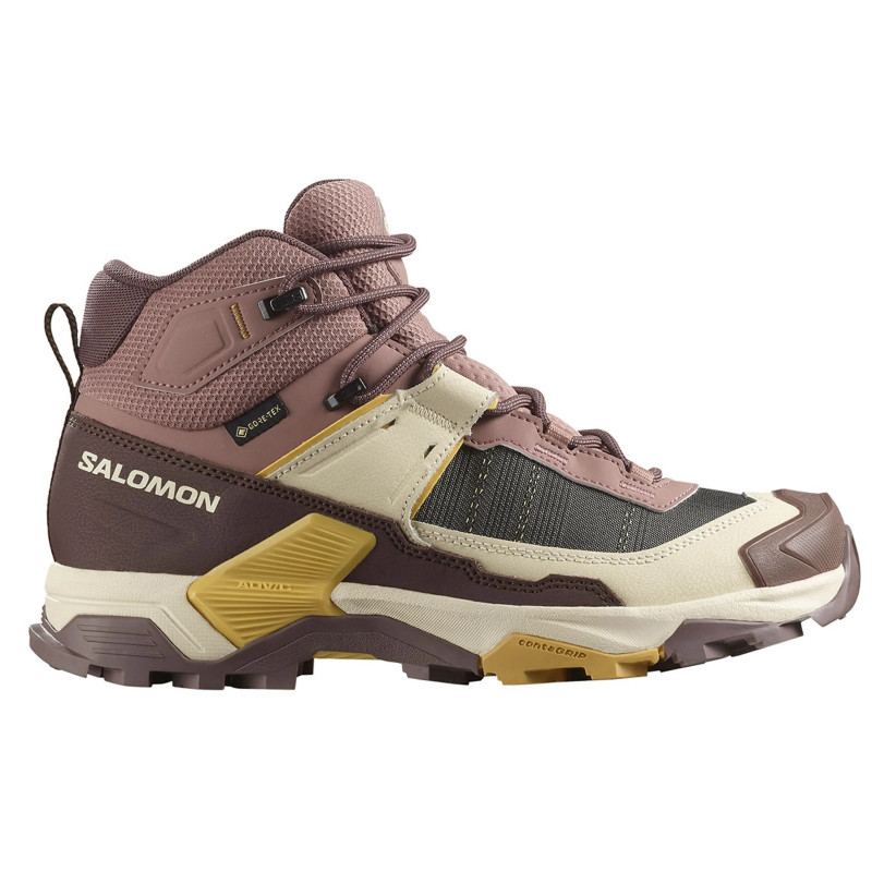 Chaussures Salomon X Ultra 5 Mid GTX W Grenat/Beige