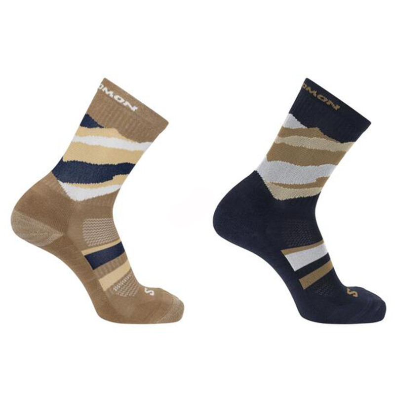 Lot de 2 paires de chaussettes Salomon Out Alps Crew - Marine/Marron
