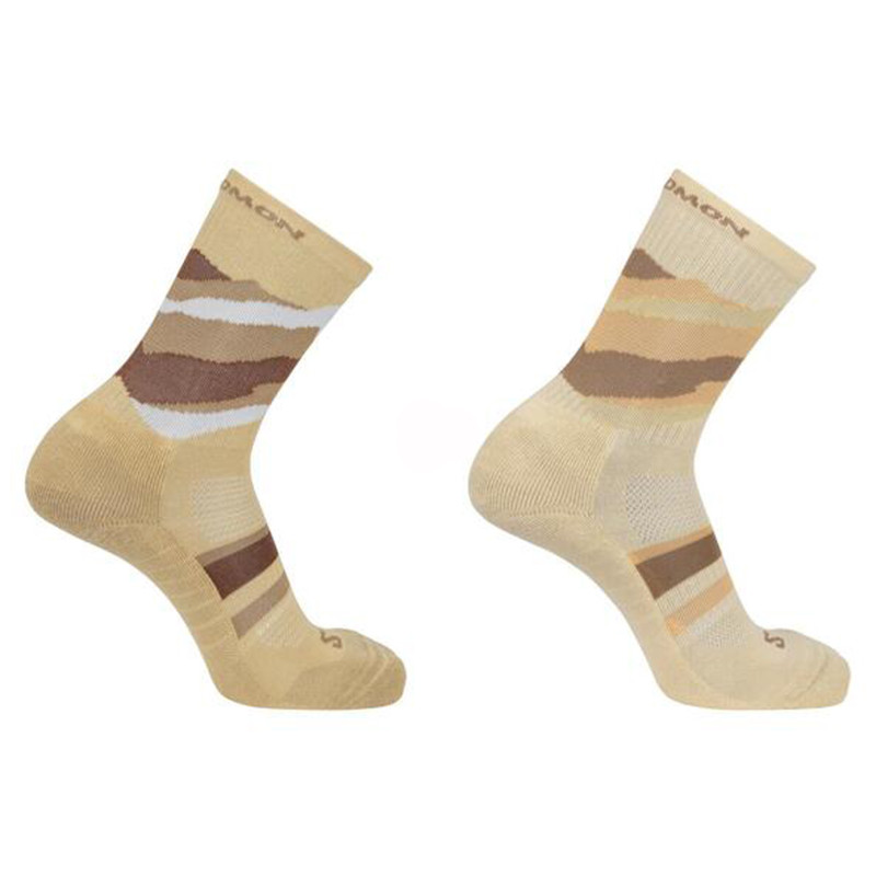 Lot de 2 paires de chaussettes Salomon Out Alps Crew Marron/Beige