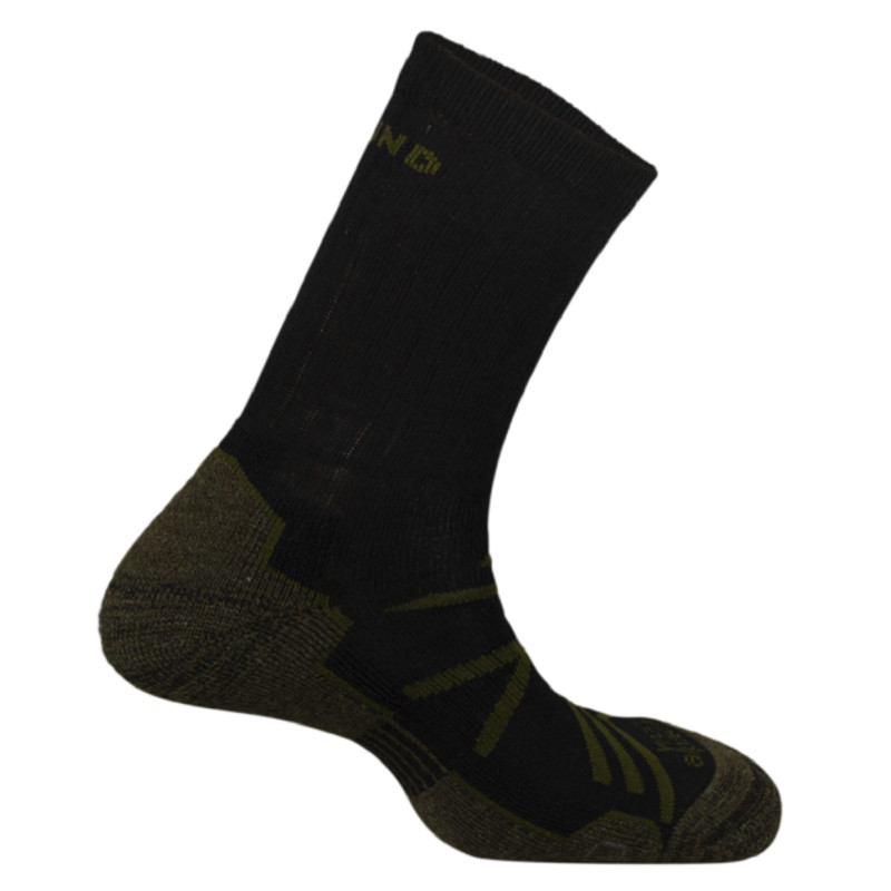Chaussette thermique Mund en laine d'alpaga noir/vert