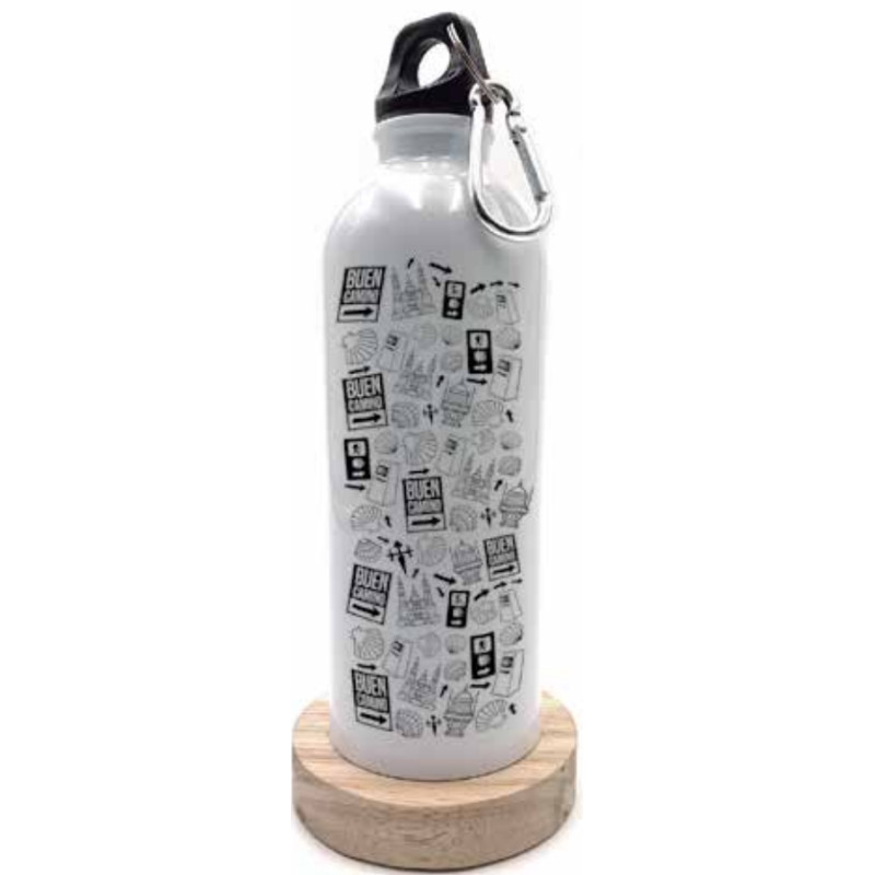 Cantimplore Chemin de Santiago symboles noir et blanc