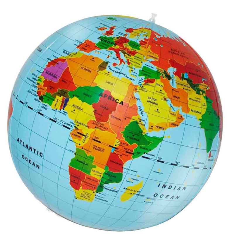 Globe mondial gonflable en Castillan (50 cm)