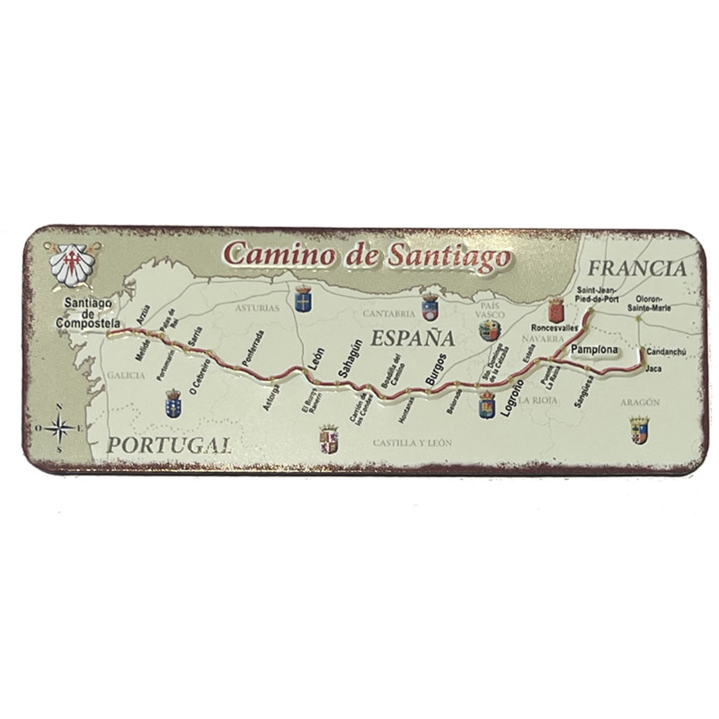 Plaque aimantée rectangulaire Camino de Santiago