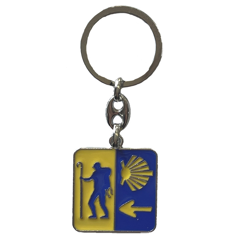 Porte-clés en métal 3 symboles Camino de Santiago