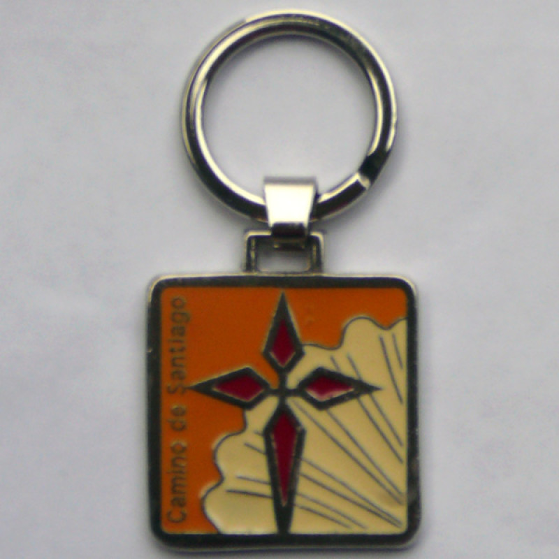 Porte-clés avec carré métallique croisé