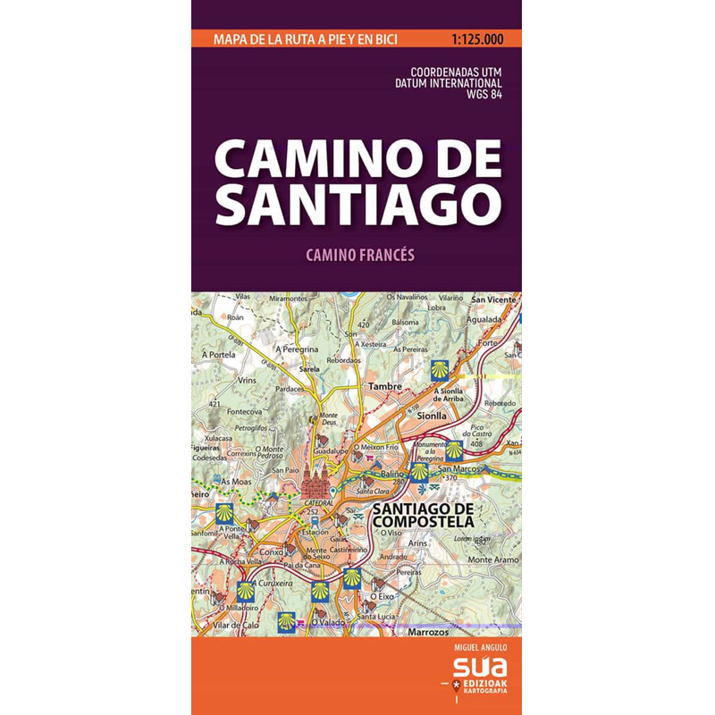 Carte du Camino de Santiago - Carte de l&#39;itinéraire à pied et à vélo