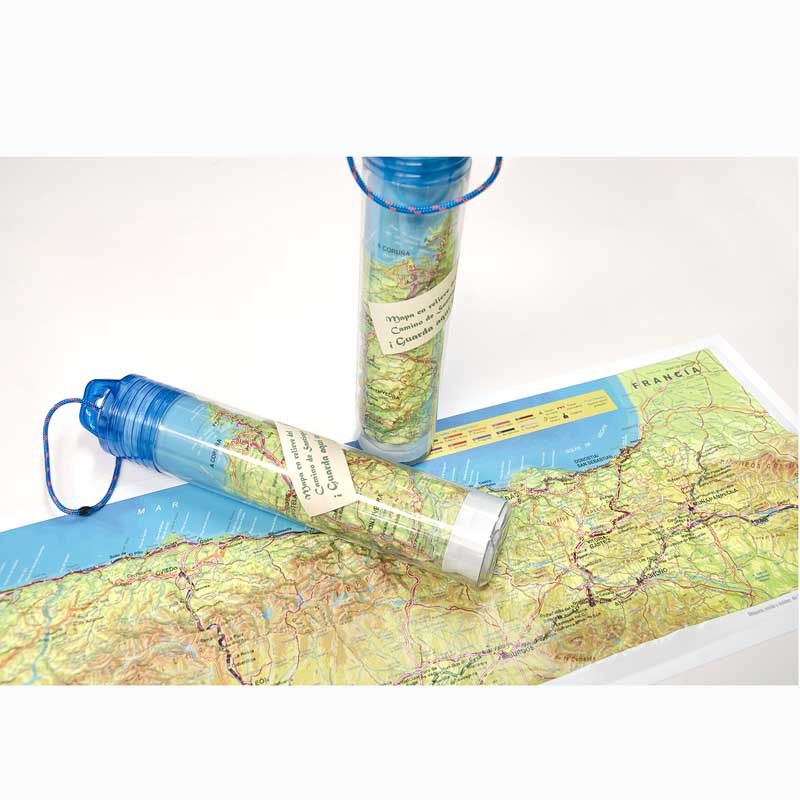 Carte Chemin de Santiago enrollable 66 x 24 cm