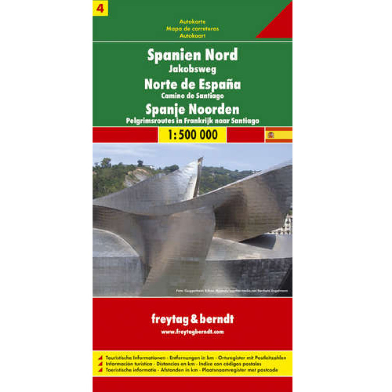 Carte Chemin de Santiago et Nord de l\'Espagne Freytag 1:500,000