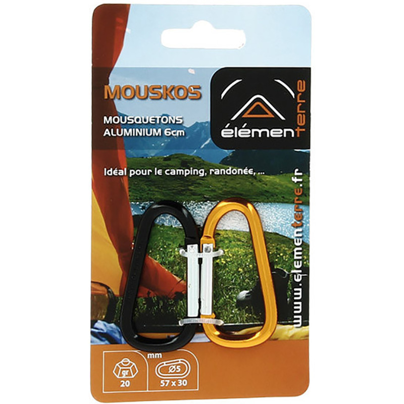 Paire de Mousquetons Elementerre Mouskos Noir/Orange