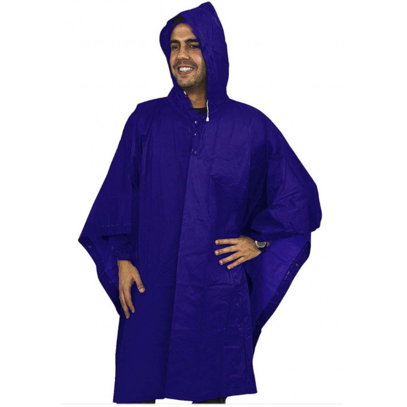 Polyester Merkel Poncho avec Hood Blue