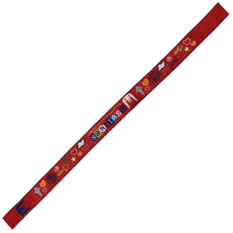 Bracelet en tissu Camino de Santiago Coeurs 22 Rouge
