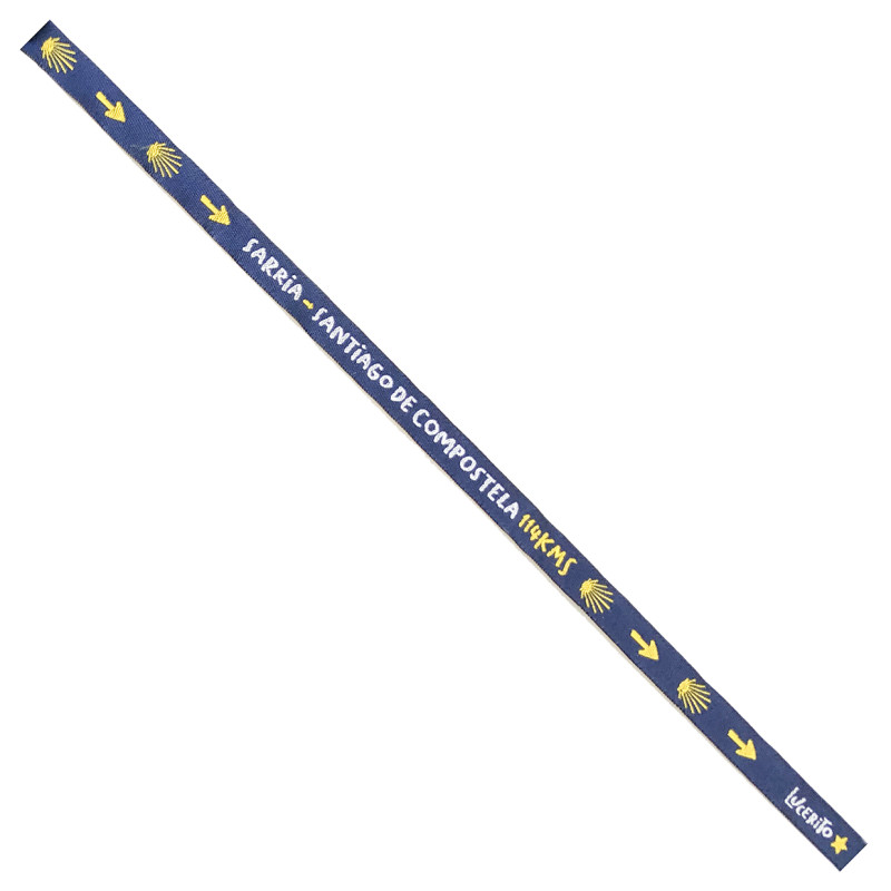 Bracelet en tissu Sarria-Saint Jacques de Compostelle - 114Kms 82 Bleu
