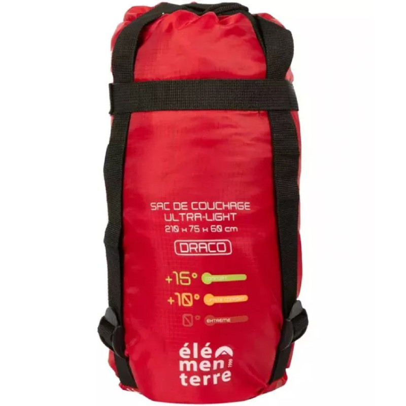 Sac de couchage à capuche ultraléger Elementerre Draco Rouge