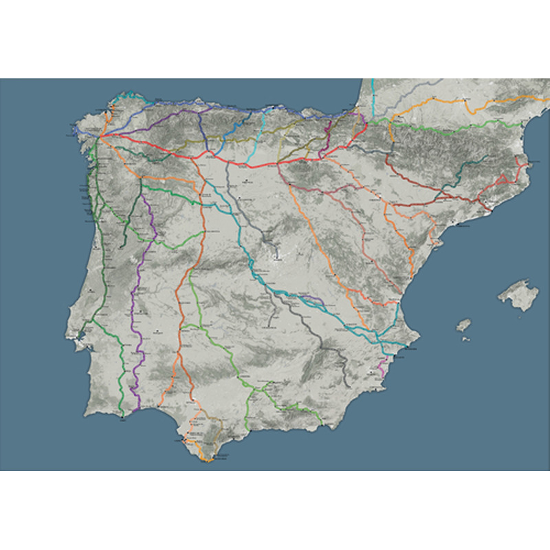 La grande carte des Caminos de Santiago (50x70 cm)
