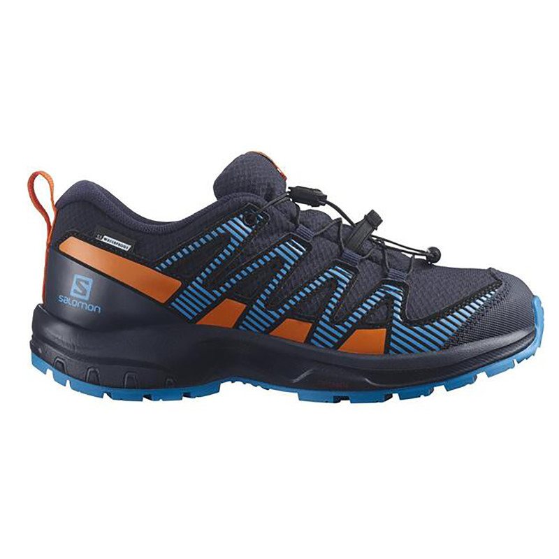 Chaussure Salomon XA Pro V8 CS WP J Bleu Marine/Orange
