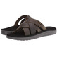 Sandale Teva Voya Slide en Cuir Olive Foncé